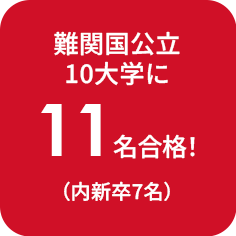 難関国公立10大学に11名合格 (内新卒7名)
